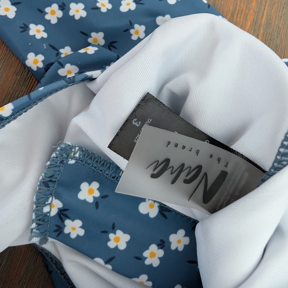 Tai Girls Blue Floral Long-Sleeve Zip One-Piece Swimsuit - Picture 3 of 3